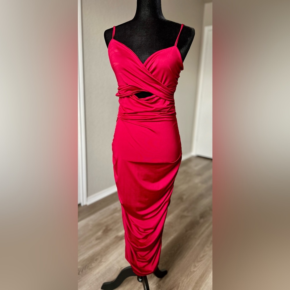 SHEIN Red Bodycon Ruched Dress